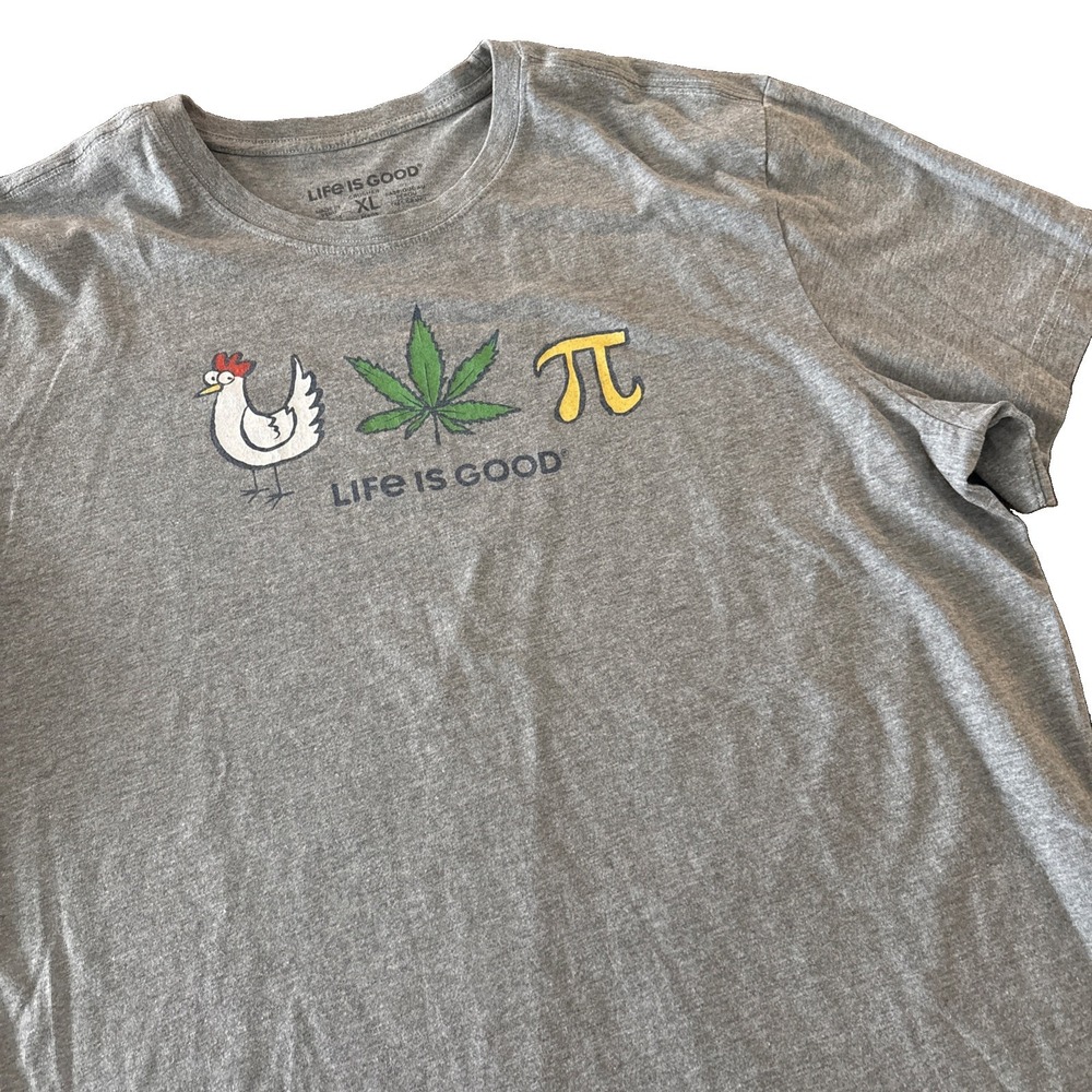 Life is Good Chicken Pot Pi Pie Shirt Men's XL Gray Crusher Tee